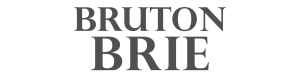Bruton Brie logo in a dark grey font with a light grey background.