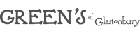 Greens of Glastonbury logo in a dark grey font on a light background.