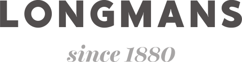 Longmans since 1880 logo in a dark bold font and grey background.